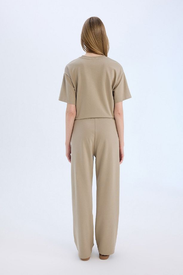 Wide Leg Geniş Paça Eşofman Altı Beli Lastikli Cepli Basic Düz D3759ax25sp - 6