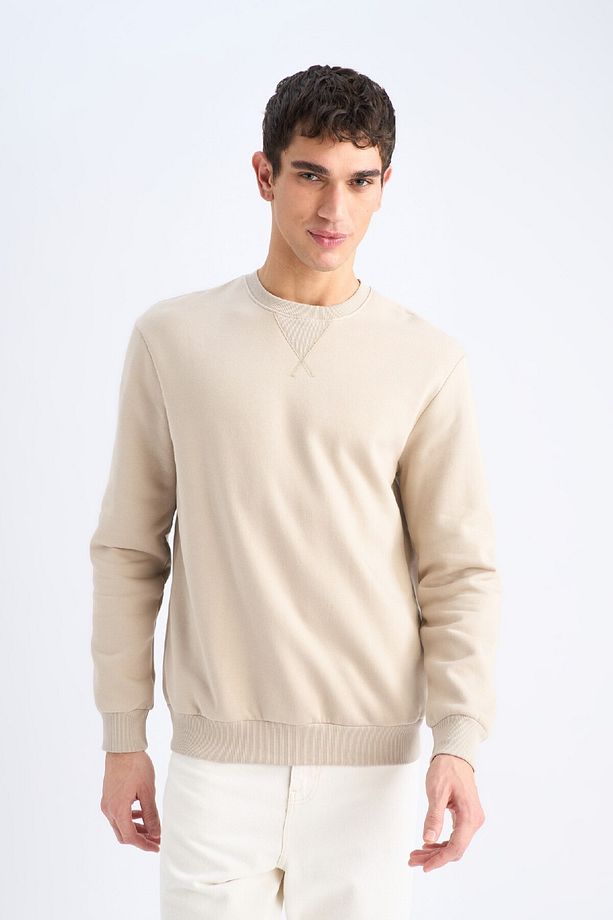 Regular Fit Bisiklet Yaka Kalın Basic Düz Sweatshirt T3777az25sp - 4