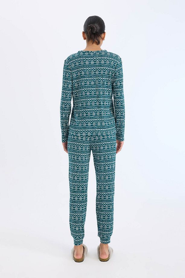 Fall In Love Pijama Takımı Waffle Kumaş Uzun Kollu Üst Esnek Belli Uzun Alt D2284ax24wn - 6