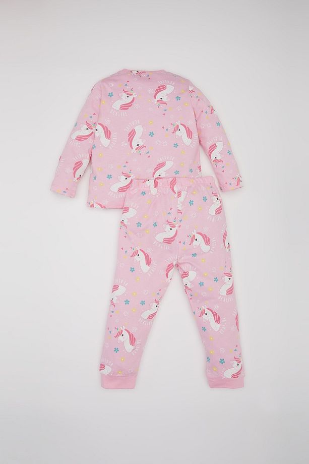 Kız Bebek Unicorn Baskılı Pijama Takımı Uzun Kollu Üst Beli Lastikli Uzun Alt E0763a525sp - 5