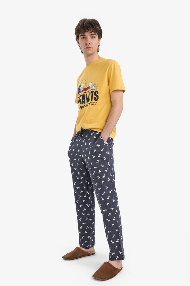 Snoopy Regular Fit Pijama Takımı Kısa Kollu Üst Beli Bağcıklı Uzun Alt E0495AX25SP - 3