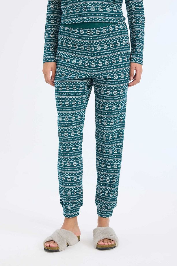 Fall In Love Pijama Takımı Waffle Kumaş Uzun Kollu Üst Esnek Belli Uzun Alt D2284ax24wn - 5