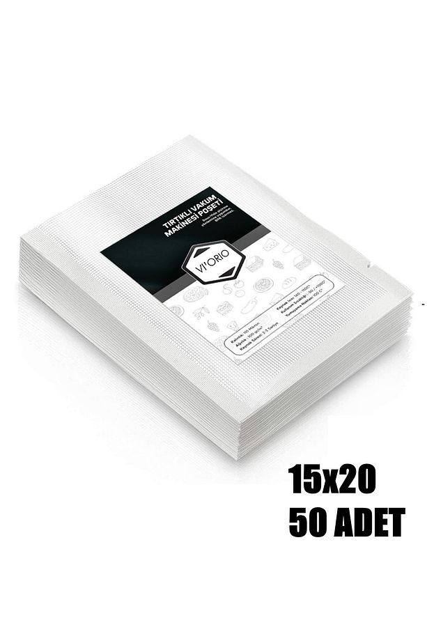 15x20 Tırtıklı Vakum Makinesi Poşeti 50 Adet - 1