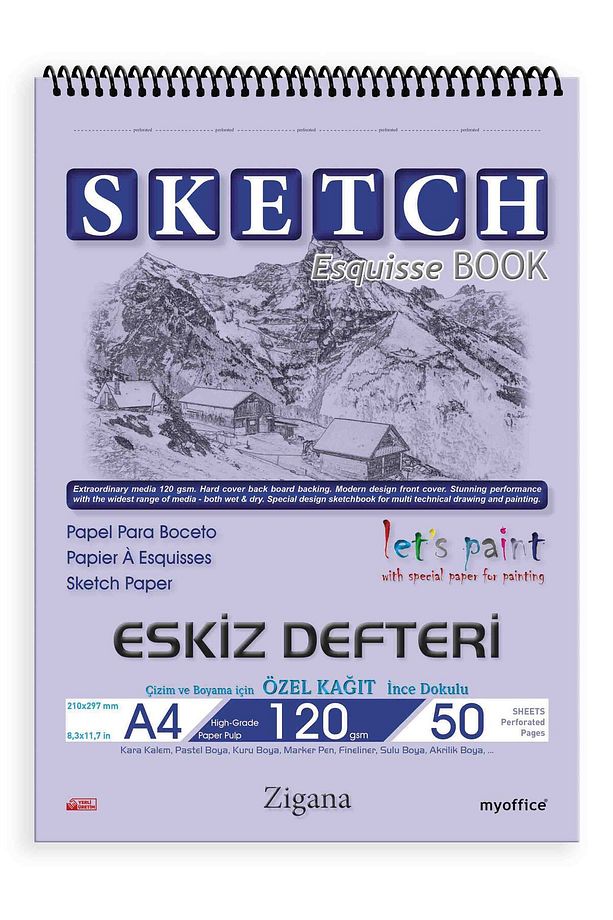 Zigana A4 Spiralli Sketchbook 120 Gr. 50 Yaprak Eskiz Defteri - 1