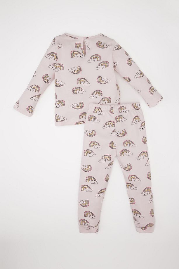 Kız Bebek Pijama Takımı Gökkuşağı Baskılı Uzun Kollu Üst Beli Lastikli Uzun Alt D9075A525SP - 7