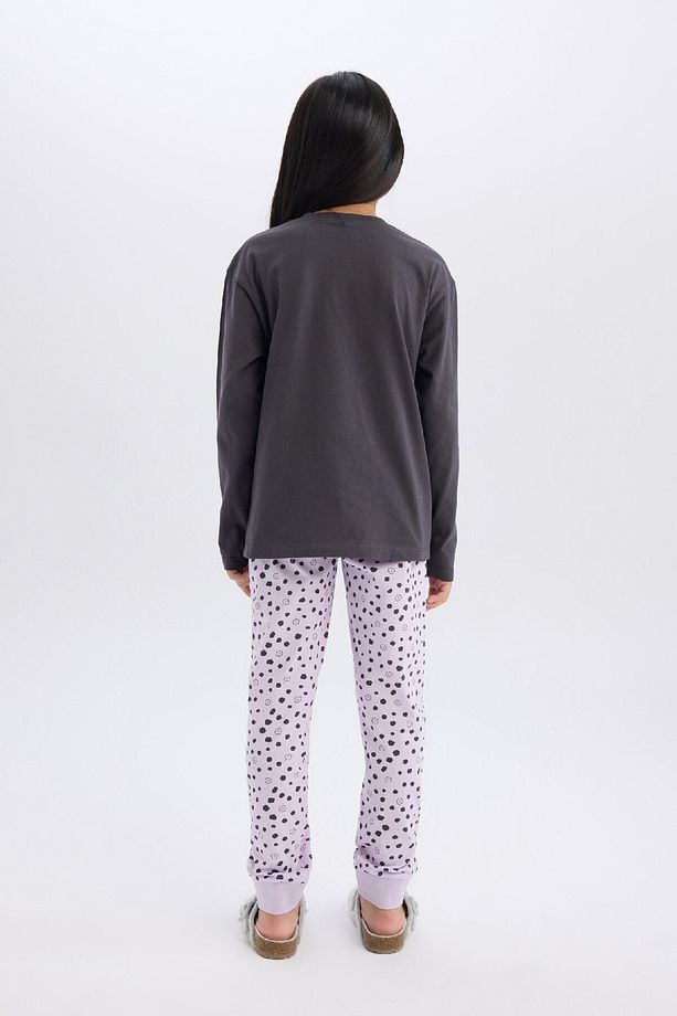 Kız Çocuk Pijama Takımı Baskılı Uzun Kollu Üst Esnek Belli Desenli Uzun Alt E0532a825sp - 7