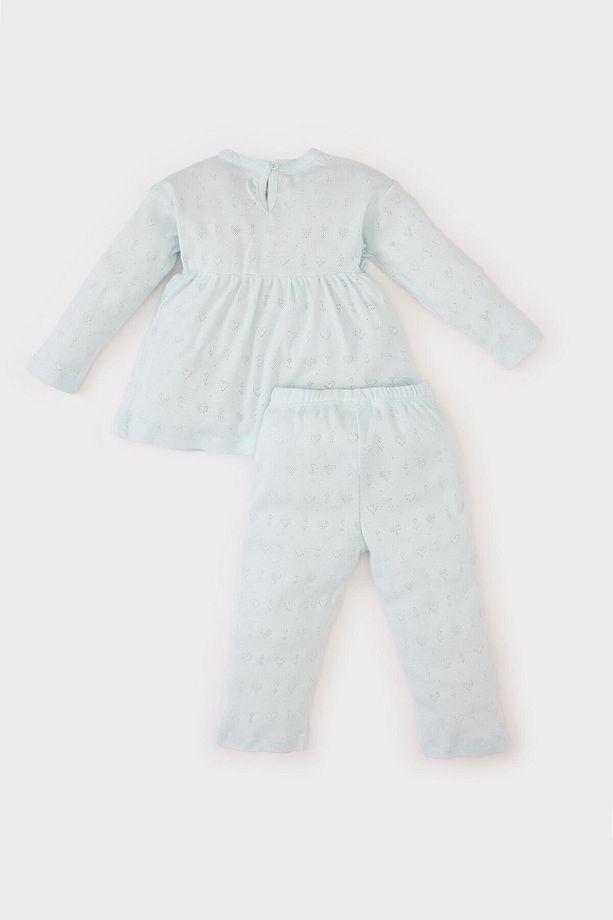 Kız Bebek Pijama Takımı Ribana Uzun Kollu Üst Beli Lastikli Uzun Alt E0766A525SP - 8
