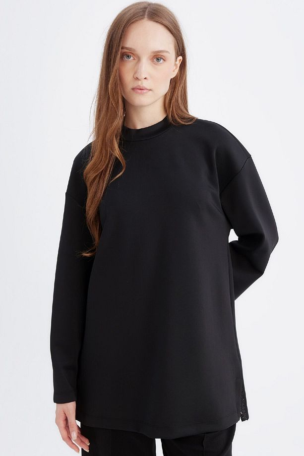 Relax Fit Skuba Dalgıç Kumaş Uzun Kollu Tunik D9030AX24WN - 1