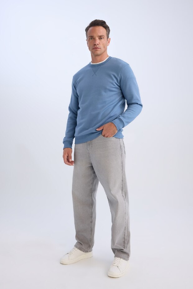 Regular Fit Bisiklet Yaka Kalın Basic Düz Sweatshirt T3777az25sp - 2