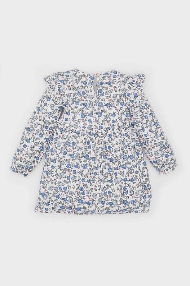 Kız Bebek Çiçekli Uzun Kollu Waffle Elbise D9387A525SP - 4