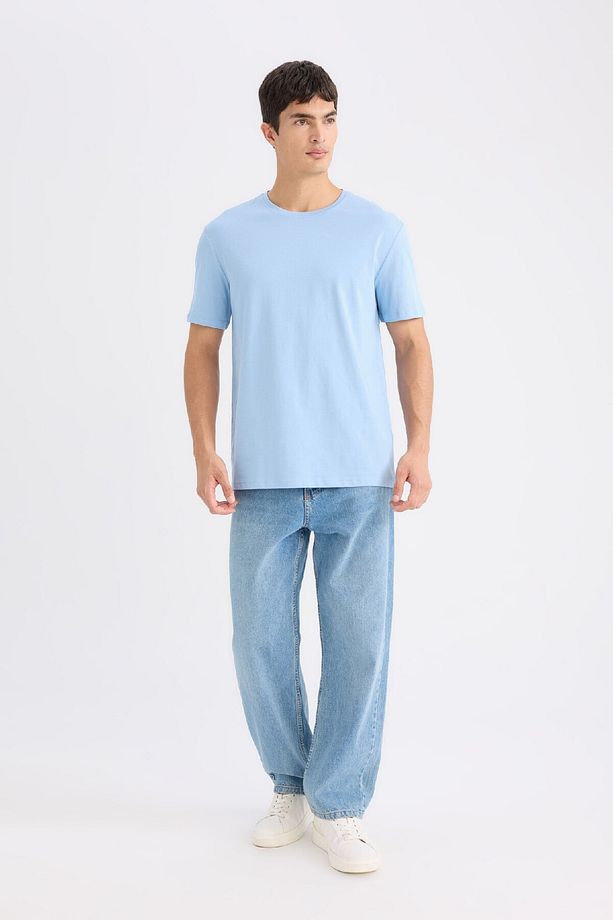 New Regular Fit Bisiklet Yaka Basic Düz Kısa Kollu Tişört E1091AXNS - 2