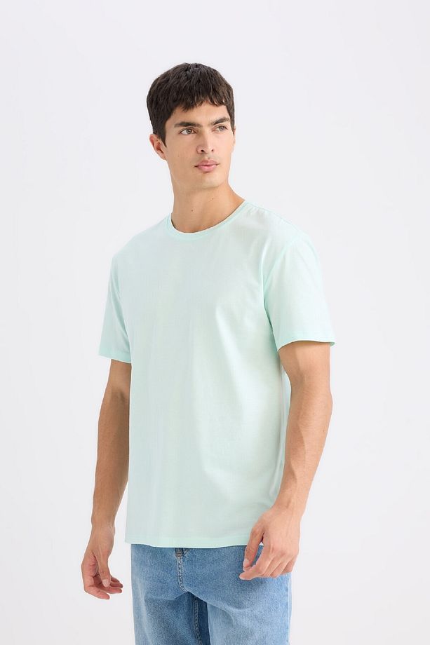 %100 Pamuk New Regular Fit Bisiklet Yaka Basic Düz Kısa Kollu Tişört E1091axns - 3
