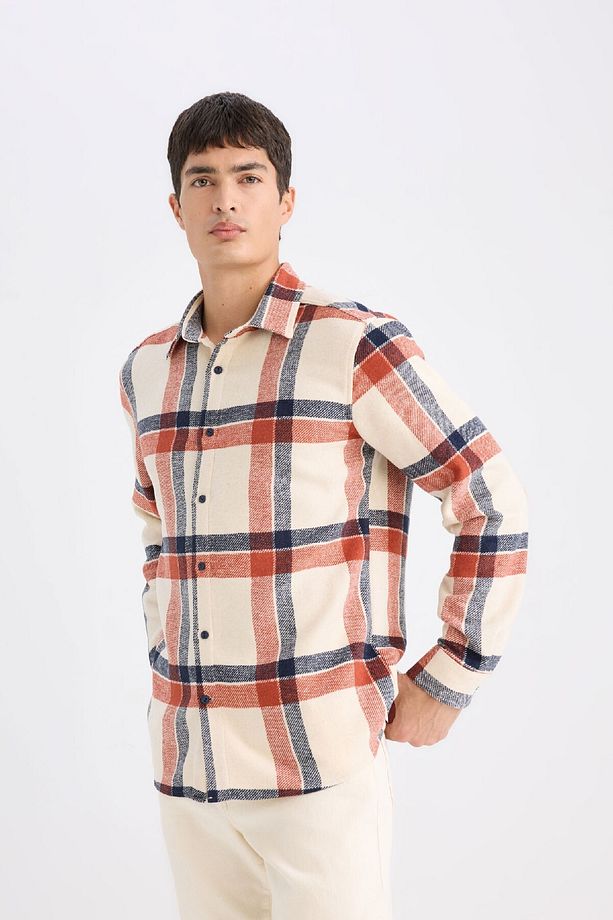 Regular Fit Kareli Flanel Uzun Kollu Gömlek E0989ax24wn - 4