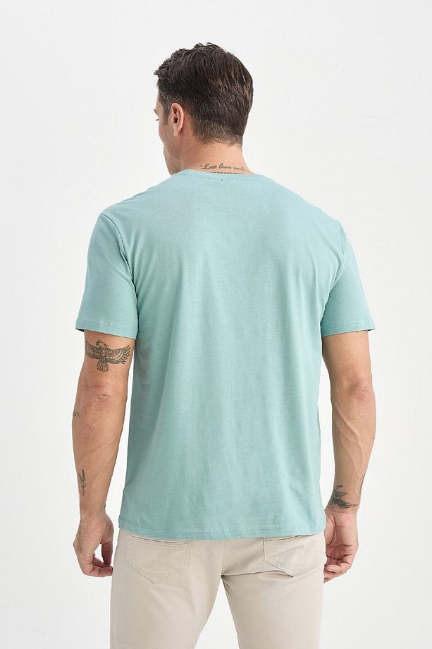 New Regular Fit Bisiklet Yaka Basic Düz Kısa Kollu Tişört E1091AXNS - 5