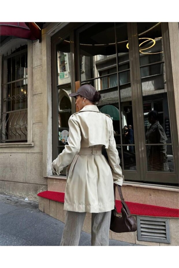KISA ŞANEL BOY Trençkot  - Ekru - 4