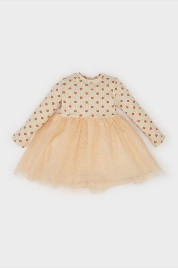 Kız Bebek Çiçekli Uzun Kollu Tül Elbise D9573a525sp - 1
