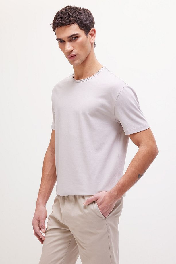 %100 Pamuk Regular Fit Bisiklet Yaka Kısa Kollu Ağır Kumaş Tişört D5481ax25sp - 1
