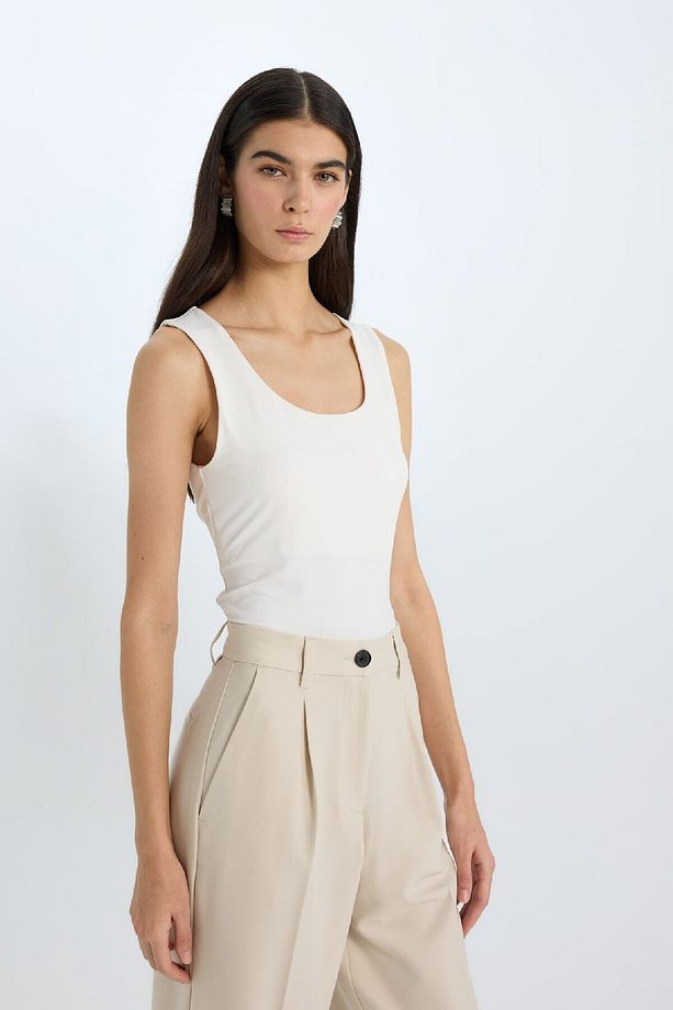 Slim Fit Dar Kesim Basic Düz Yuvarlak Yaka Atlet C2622ax25sp - 3