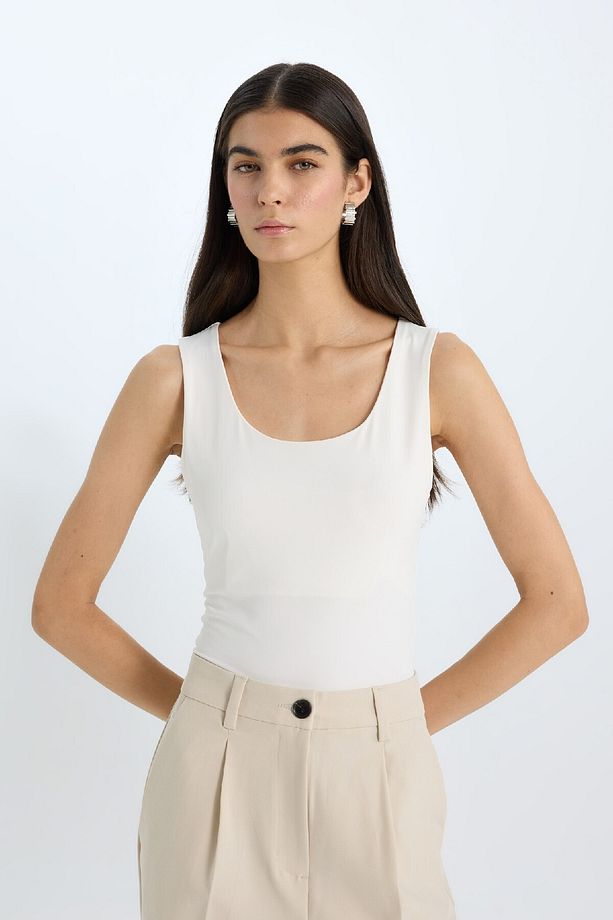 Slim Fit Dar Kesim Basic Düz Yuvarlak Yaka Atlet C2622ax25sp - 5