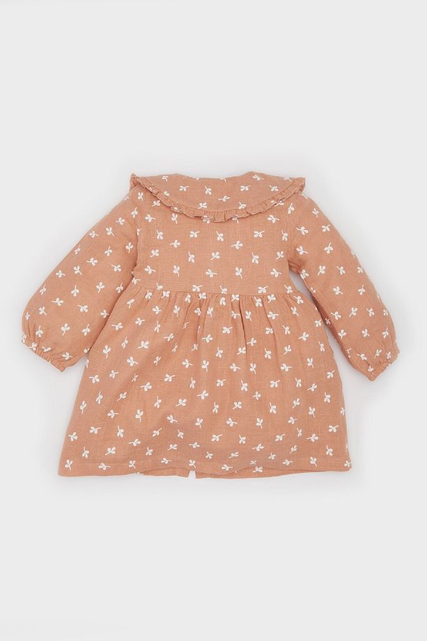 Kız Bebek Çiçekli Uzun Kollu Müslin Elbise D9571A525SP - 4