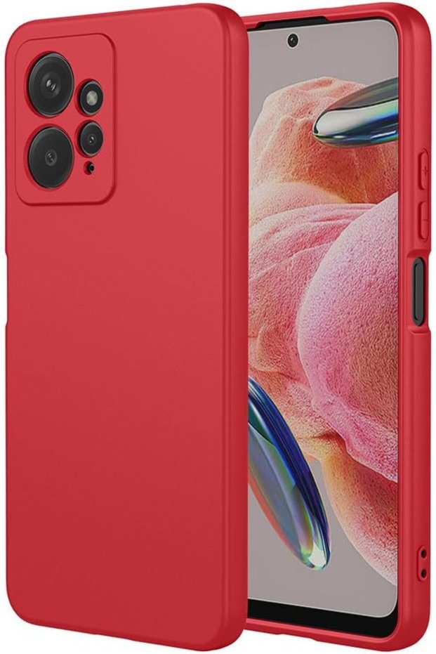 Xiaomi Redmi Note 12 4g Compatible Premium Launch Liquid Silicone Case Inside Velvet-Red