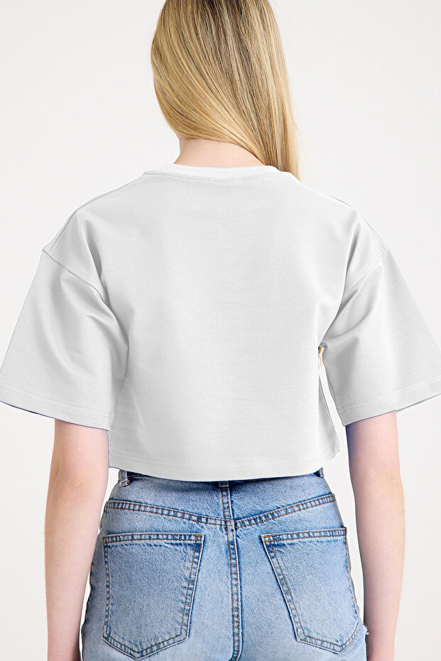 Oversize Ego Logo Printed Thick Fabric Crop - 3