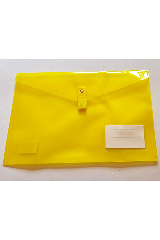 Renkli Şeffaf Kalın A4 Cırtlı Dosya Cepli Dosya - Sarı - 1
