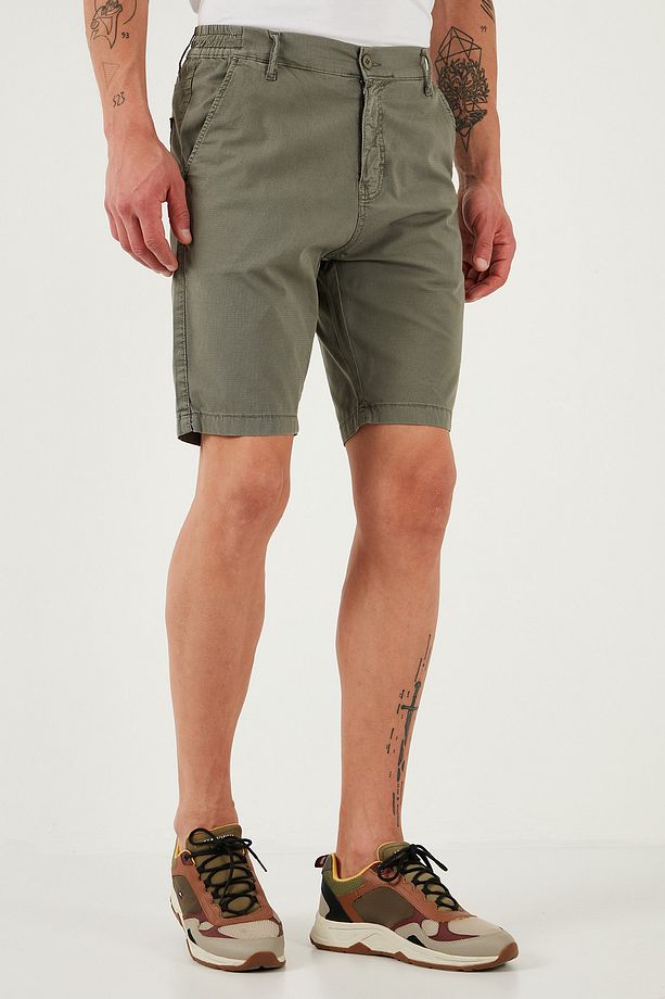 Pamuklu Slim Tapered Bermuda Şort Erkek ŞORT 4503S67SMILANO - 5