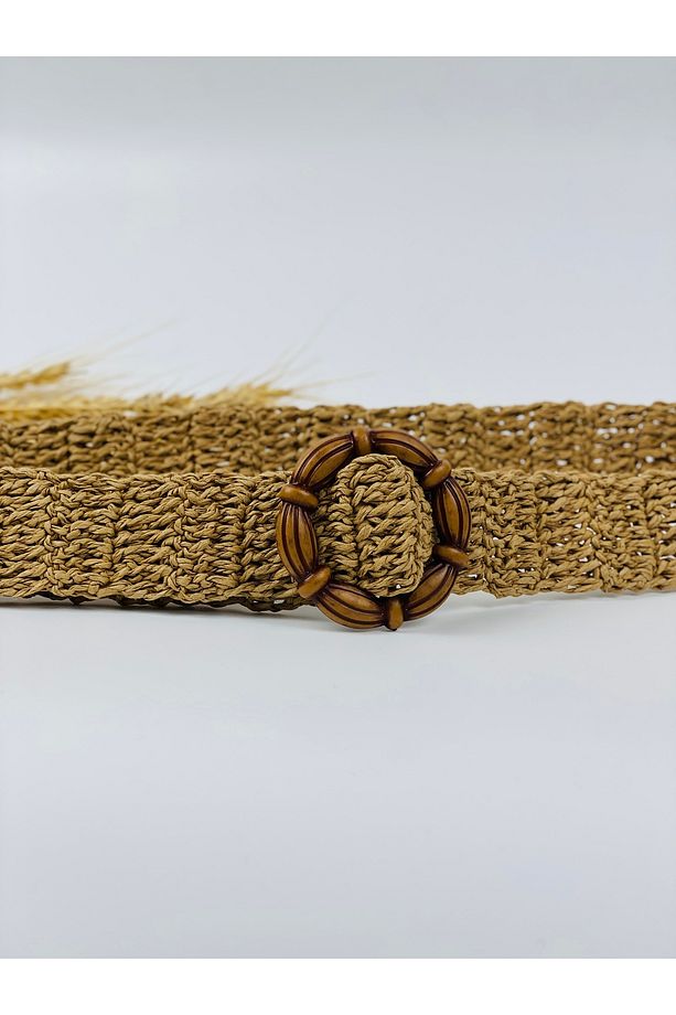 Kağıt Ipten Tokalı Hasır Örgü Kemer En 4 Cm / Uzunluk 110 Cm. Hasır Renk - 1