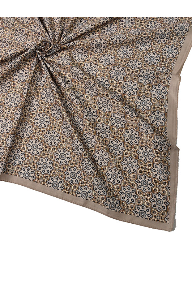 Marbled Cotton Ethnic Patterned Soft Scarf – 90X90 cm