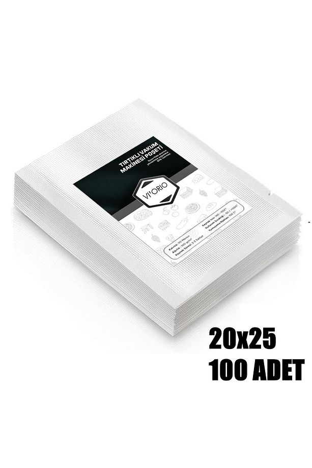 20x25 Tırtıklı Vakum Makinesi Poşeti 100 Adet - 1