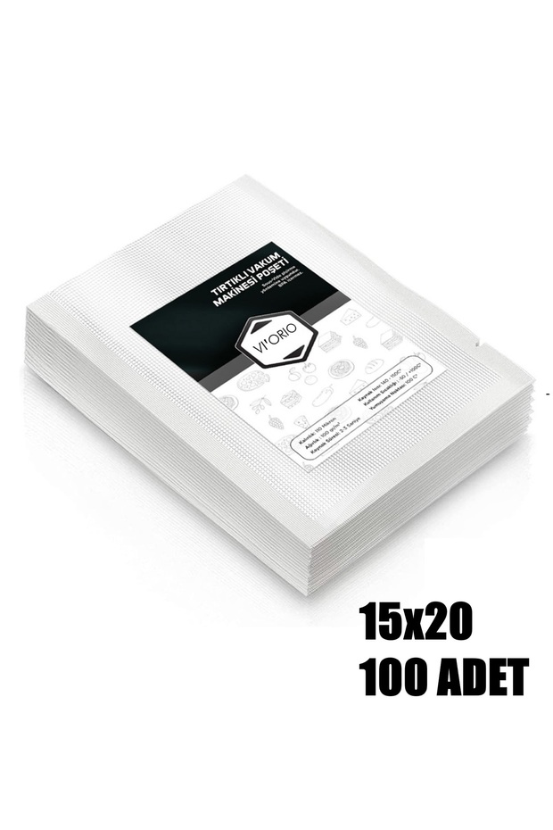15x20 Tırtıklı Vakum Makinesi Poşeti 100 Adet - 1