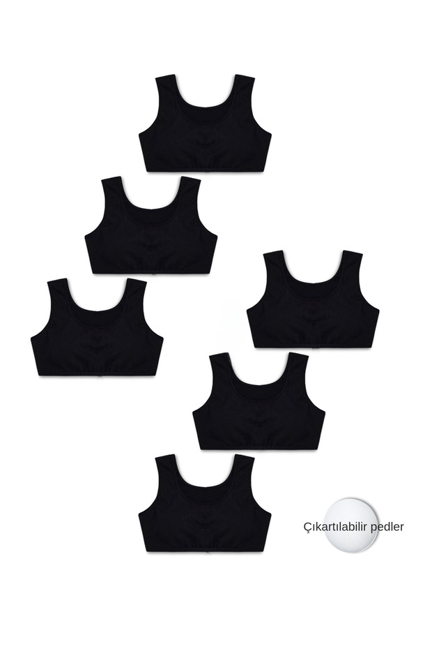 95% Cotton Girls' Lycra Combed Cotton Thick Strap Padded Training Bra Set of 6 / Half Tank Top