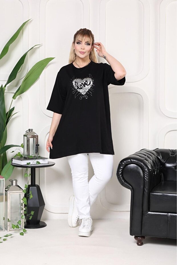 Love payet baskılı bluz - 2
