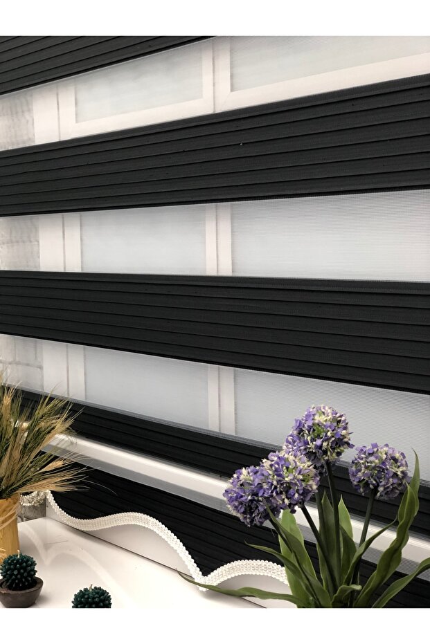 BRİLLANT PLİSELİ ZEBRA PERDE SİYAH ETEKLİ - 5