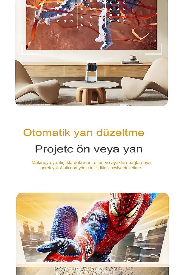 Şarjlı 1080p Max 4k Projektör, 3d Destekli Memc Hdr10 Speaker Hoparlörlü Projektör 200 Ansi Lümen - 7