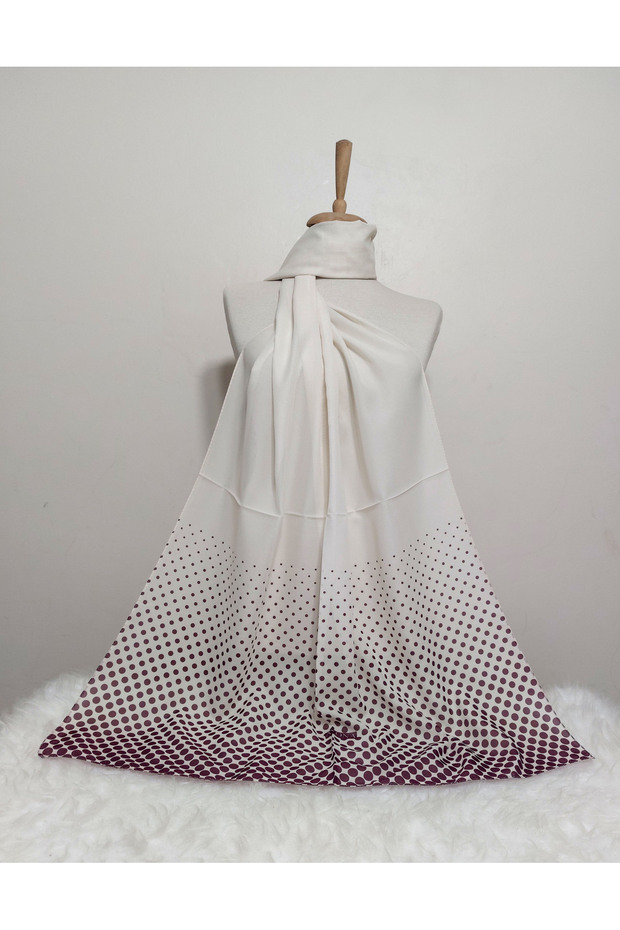 Patterned Chiffon Shawl Polka Dot Model - 1