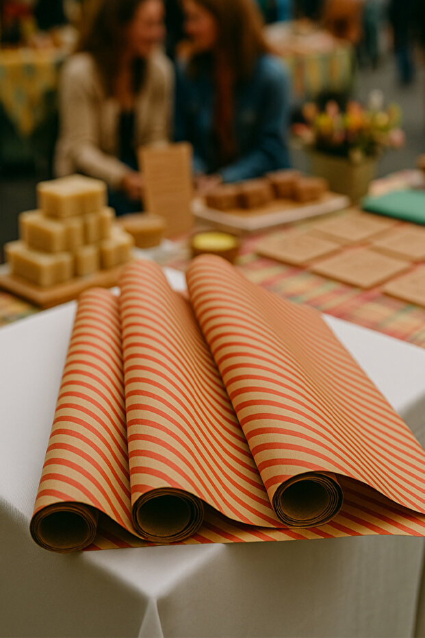 Kraft Red Bloomer Line Wrapping Paper 10 Pieces 70X100Cm Gift Wrapping Gift Paper