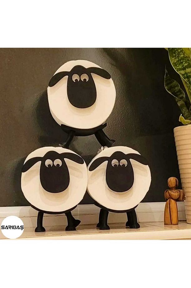 3'lü Set Dekoratif Koyun Desenli Rulo Tuvalet kağıtlığı Tutucu - 1
