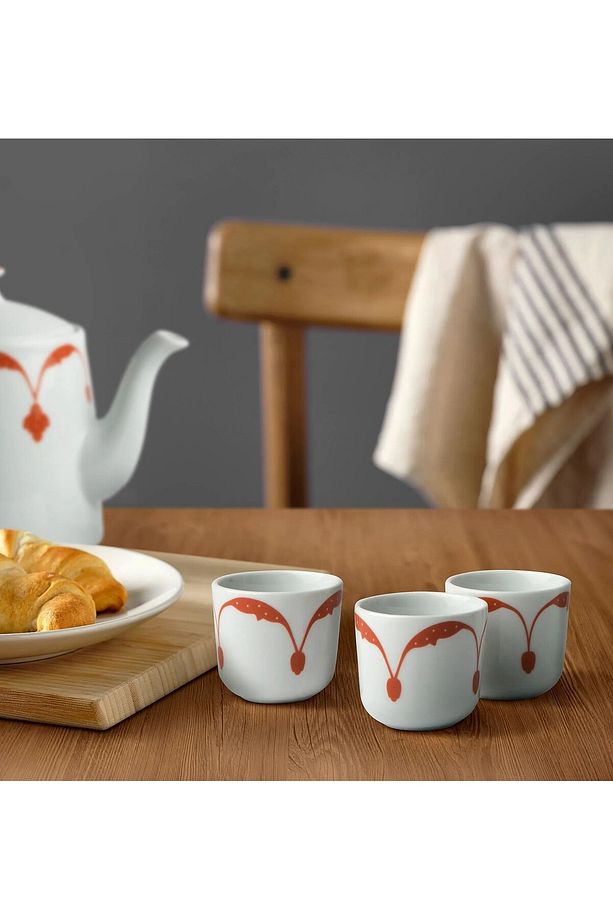 6 Adet Kulpsuz Çay Kahve Fincanı Yükseklik 5 cm İkea 6'lı Set Desenli Fincan Takımı 60 ml Porselen - 3