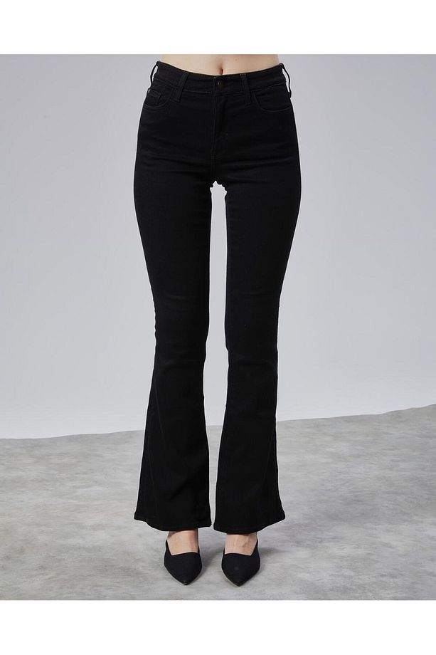 Ispanyol Yüksek Bel Siyah Kot Pantolon Toparlayıcı Jean - 4