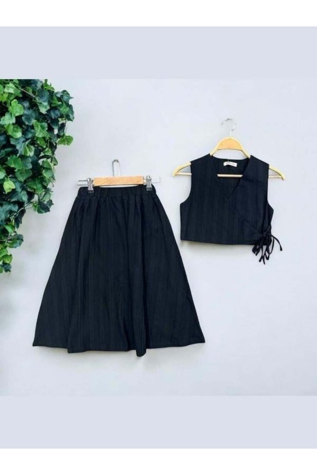 Girl's Cotton Vest Skirt Set