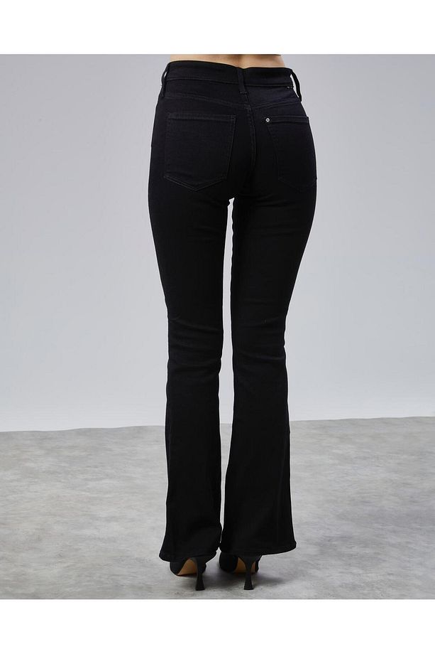 Ispanyol Yüksek Bel Siyah Kot Pantolon Toparlayıcı Jean - 7