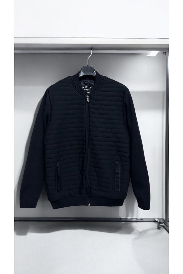 Erkek Triko Kapitoneli Bomber Yaka Mont - 3