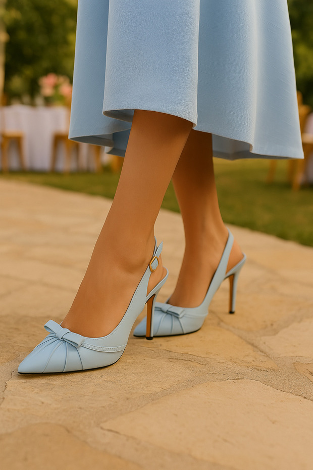 Women's High Heel Shoes Stiletto Light Blue Leather