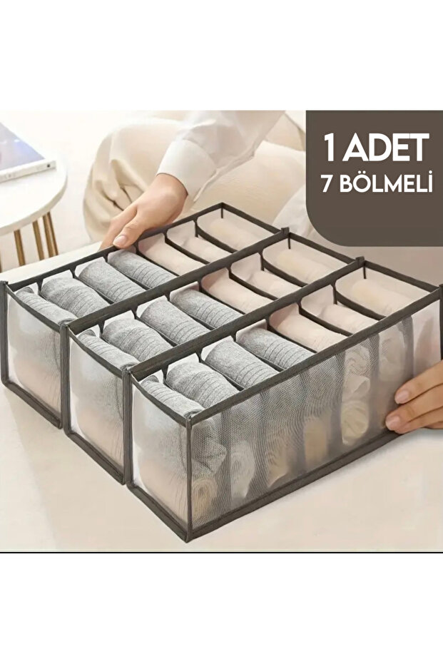 7 Compartment Drawer Organizer - Foldable Fabric Wardrobe Organizer Box