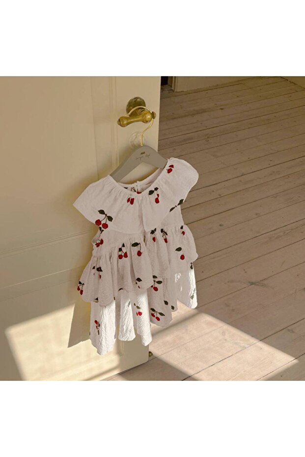 فستان كشكش منقوشة الكرز - 3