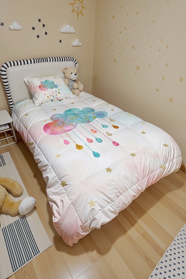 Dream Cloud Patterned Single Quilt and Pillowcase - 3