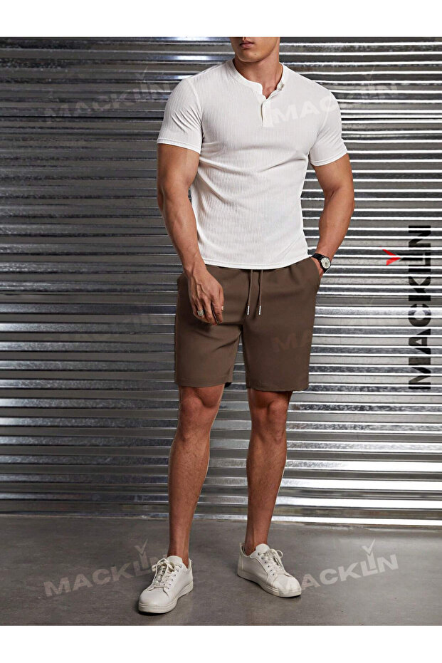 Unisex the Moon Bear Printed Basic Combed Shorts - 3