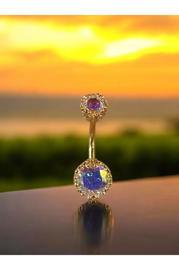 Çelik Hologramlı Göbek Piercing - 1